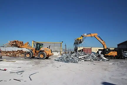 Interior construction debris during separation process.