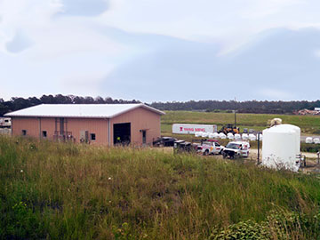 SCS designed the 3,200 square foot Control Building which houses the membrane system and controls, a lab, and an equipment storage room. RO reject storage tanks are on the right.